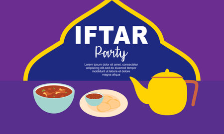 Iftar party celebration concept flyer vector illustrationのイラスト素材