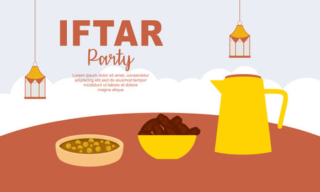 Iftar party celebration concept flyer vector illustrationのイラスト素材
