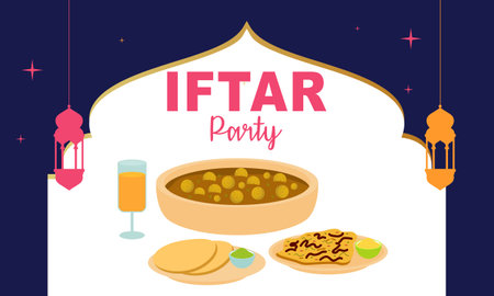 Iftar party celebration concept flyer vector illustrationのイラスト素材