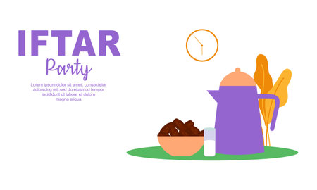 Iftar party celebration concept flyer vector illustrationのイラスト素材