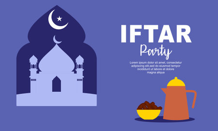 Iftar party celebration concept flyer vector illustrationのイラスト素材