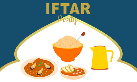 Iftar party celebration concept flyer vector illustrationのイラスト素材