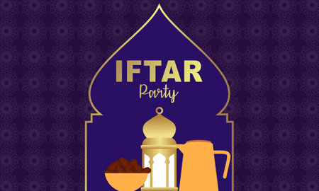 Iftar party celebration concept flyer vector illustrationのイラスト素材