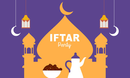 Iftar party celebration concept flyer vector illustrationのイラスト素材