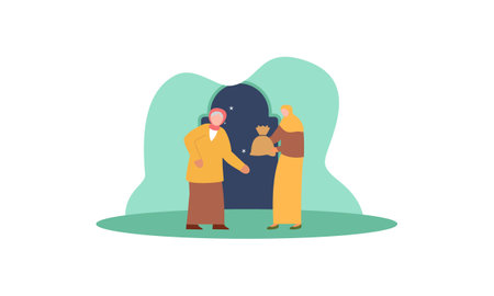 Ramadan pay zakat and share with other illustration conceptのイラスト素材
