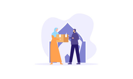 Ramadan pay zakat and share with other illustration conceptのイラスト素材