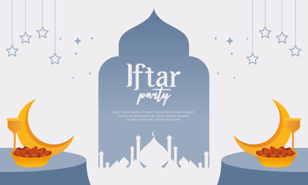 Iftar party celebration concept flyer vector illustrationのイラスト素材
