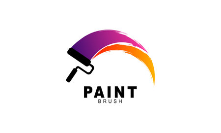 Brush and paint with full color with minimalist design style logoのイラスト素材
