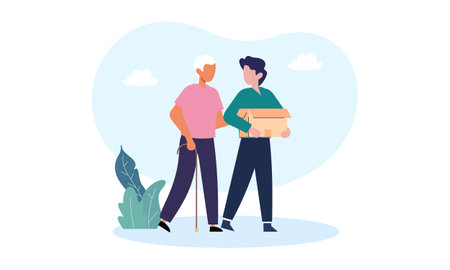 World humanitarian day illustration, community care peopleのイラスト素材