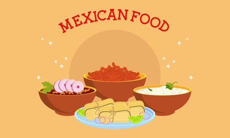 Mexican Food Signature Dishes Illustrationのイラスト素材