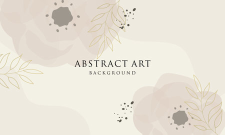 Abstract art background vector. Line art flower and botanical leavesのイラスト素材