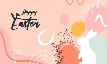 Happy Easter banner. Trendy Easter design with typography,のイラスト素材