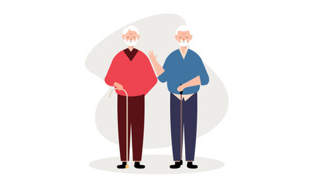 Grandfathers cartoons. Elderly People illustrationのイラスト素材