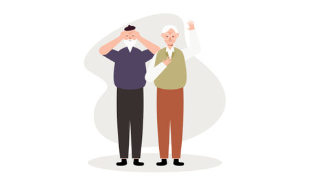 Grandfathers cartoons. Elderly People illustrationのイラスト素材