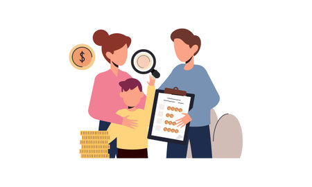 Family budget concept. Couple and personal finance, financial literacyのイラスト素材