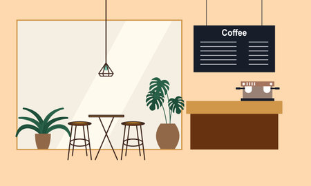 Modern coffee shop interior illustrationのイラスト素材