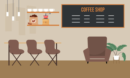 Modern coffee shop interior illustrationのイラスト素材