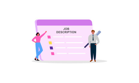 Job duties and responsibilities, job description, qualifications and requirements conceptのイラスト素材