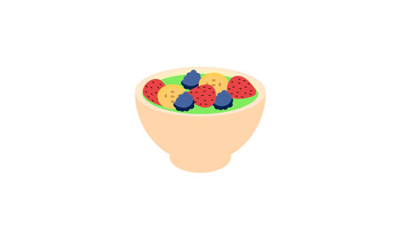 Healthy fresh fruit salad in a bowl vectorのイラスト素材