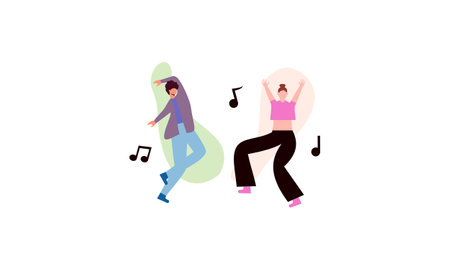Happy people dancing character illustrationのイラスト素材