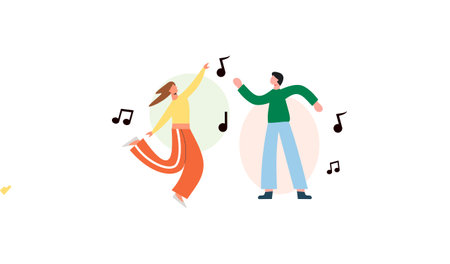 Happy people dancing character illustrationのイラスト素材