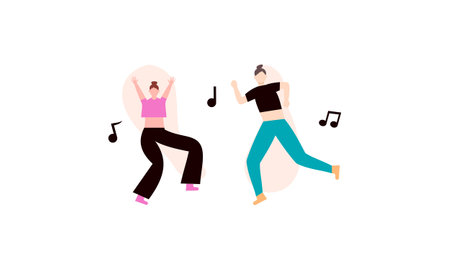 Happy people dancing character illustrationのイラスト素材