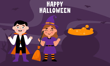 Halloween kids party. October festival posterのイラスト素材