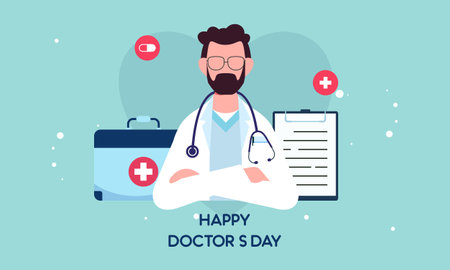National doctor's day hand drawn backgroundのイラスト素材