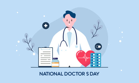 National doctor's day hand drawn backgroundのイラスト素材