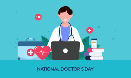 National doctor's day hand drawn backgroundのイラスト素材