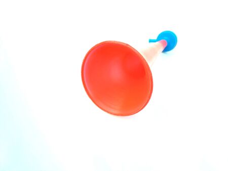 blank vuvuzela stadium plastic horn. fan vuvuzela trumpet isolated on white background