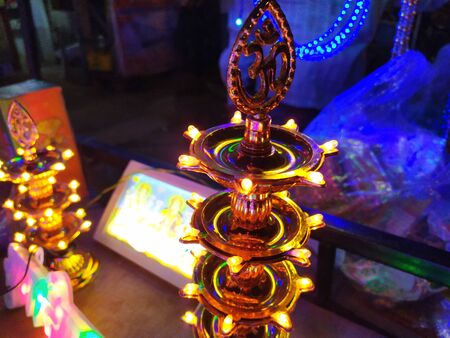 Diwali/ Christmas/Marriage decoration red, yellow LED lights with little bokeh effect.