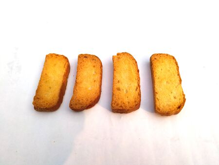 some fresh dry bread peace isolated on white backgroundの写真素材