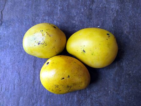 fresh sweet yellow mango isolated on stone background