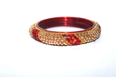 women fancy colourfull bangle isolated on white backgroundの写真素材