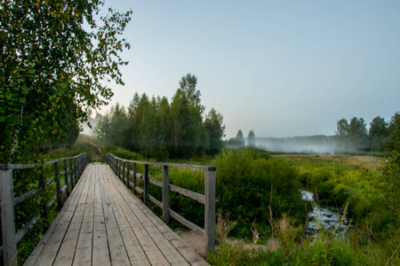 The bridge over the riverの写真素材