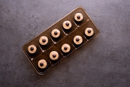 Round candies, cake rolls, sweetsの写真素材