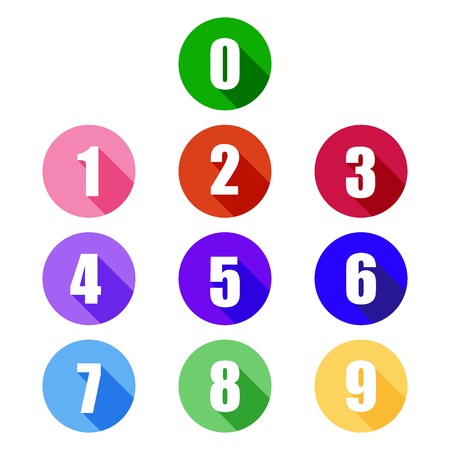 Colorful Flat Numbers with Long Shadowのイラスト素材