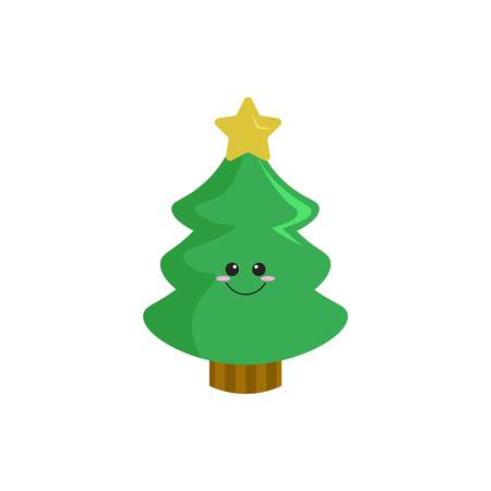 Simple Flat Cartoon Christmas Treeのイラスト素材