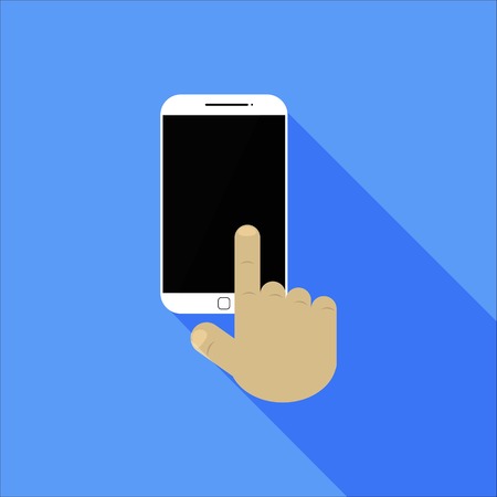 Flat Touch Screen Smart Phone Icon with Long Shadowのイラスト素材