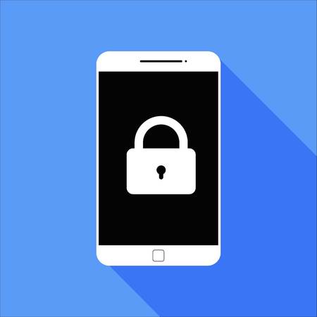 Flat Locked Smart Phone Icon with Long Shadowのイラスト素材