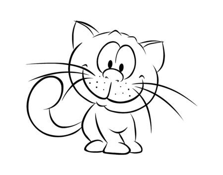 cartoon silhouette of a cat isolated on white backgroundのイラスト素材