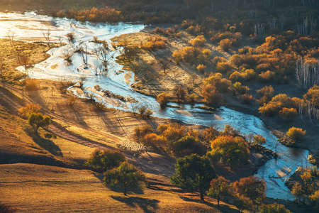 Ventilation ditch sunrise landscape scenery view