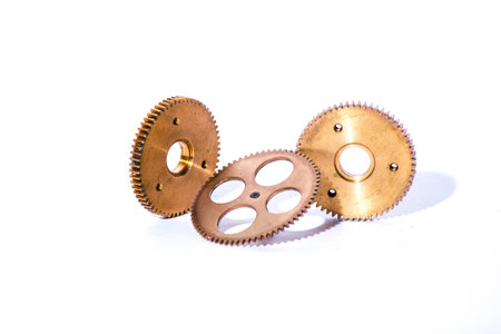 Gears collage isolated on white background