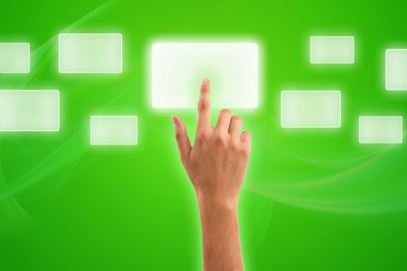 The hand presses digital buttonの写真素材