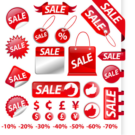 Big collection of red sale labels and stickersのイラスト素材
