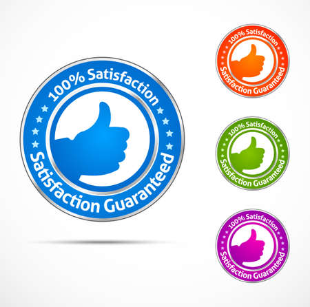 Colorful satisfaction guaranteed labels and buttonsのイラスト素材