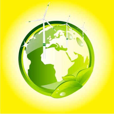 Eco globe with wind turbines のイラスト素材