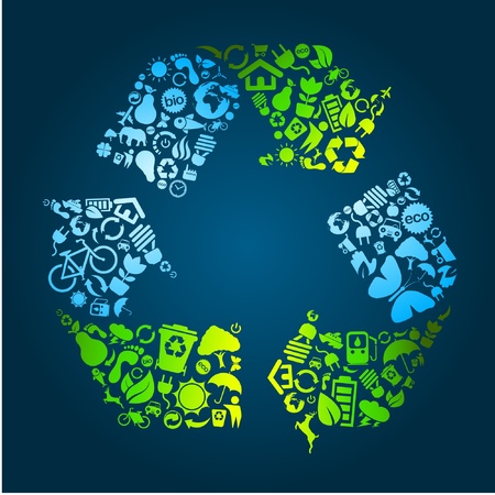 Big eco recycle icon made out of icons のイラスト素材