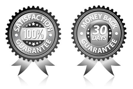 Satisfaction and money back guarantee black labels のイラスト素材